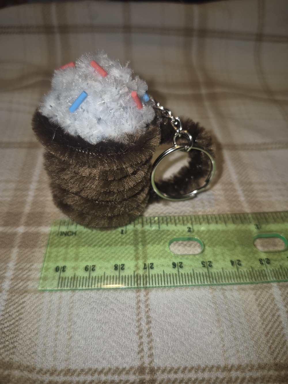 Cute Handmade Latte Keychain with Sprinkles - Brown & White